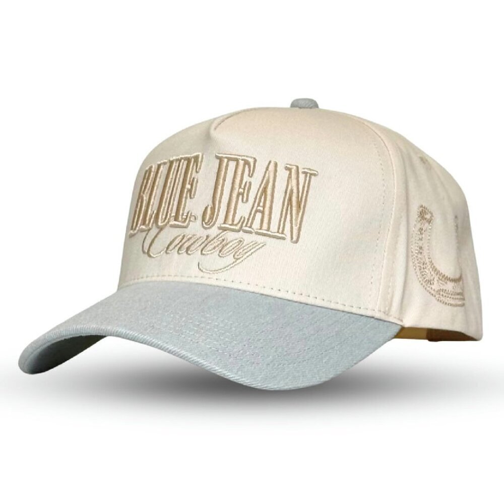 Vintage Western Trucker Snapback Hat - Cotton Denim Camo Embroidered